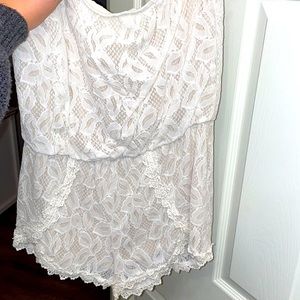 FREE PEOPLE white lace romper